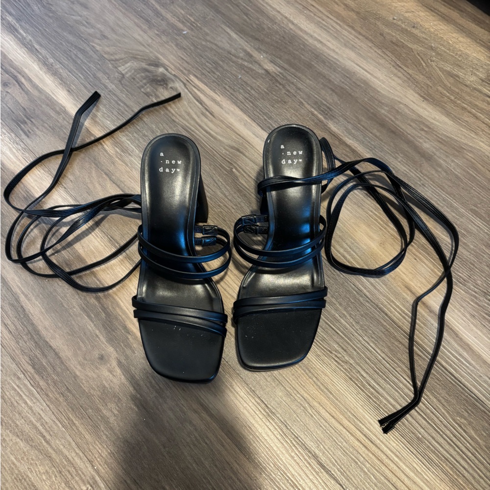 a new day Black Lace-Up Sandals